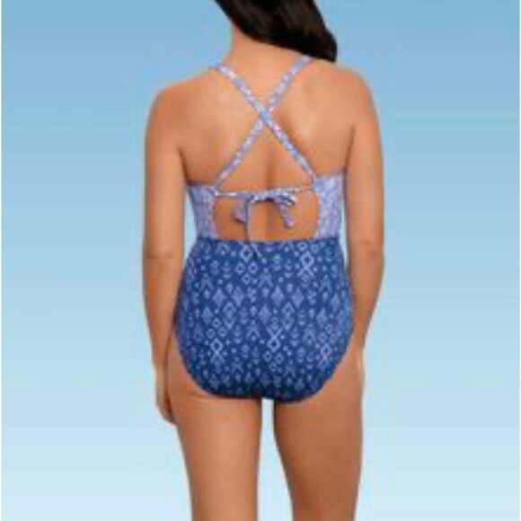 Beach Betty Slimming Control Strappy Cut Out Crossback Swimsuit Size XL New - Picture 2 of 7